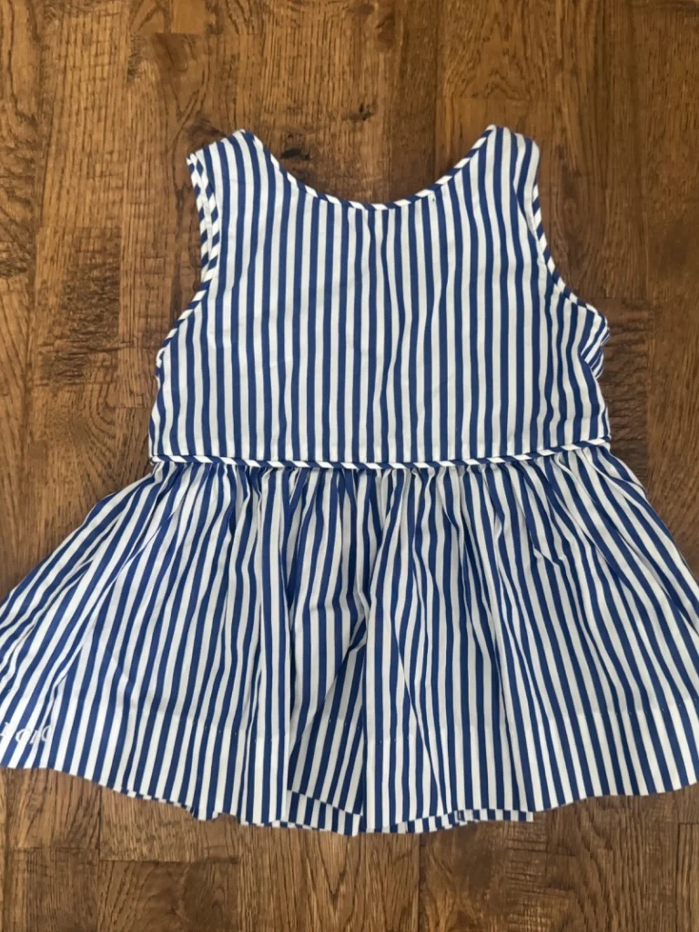 Ralph Lauren Polo Blue Striped 2 Piece Dress Pinafore Bloomer Size 9 Months A